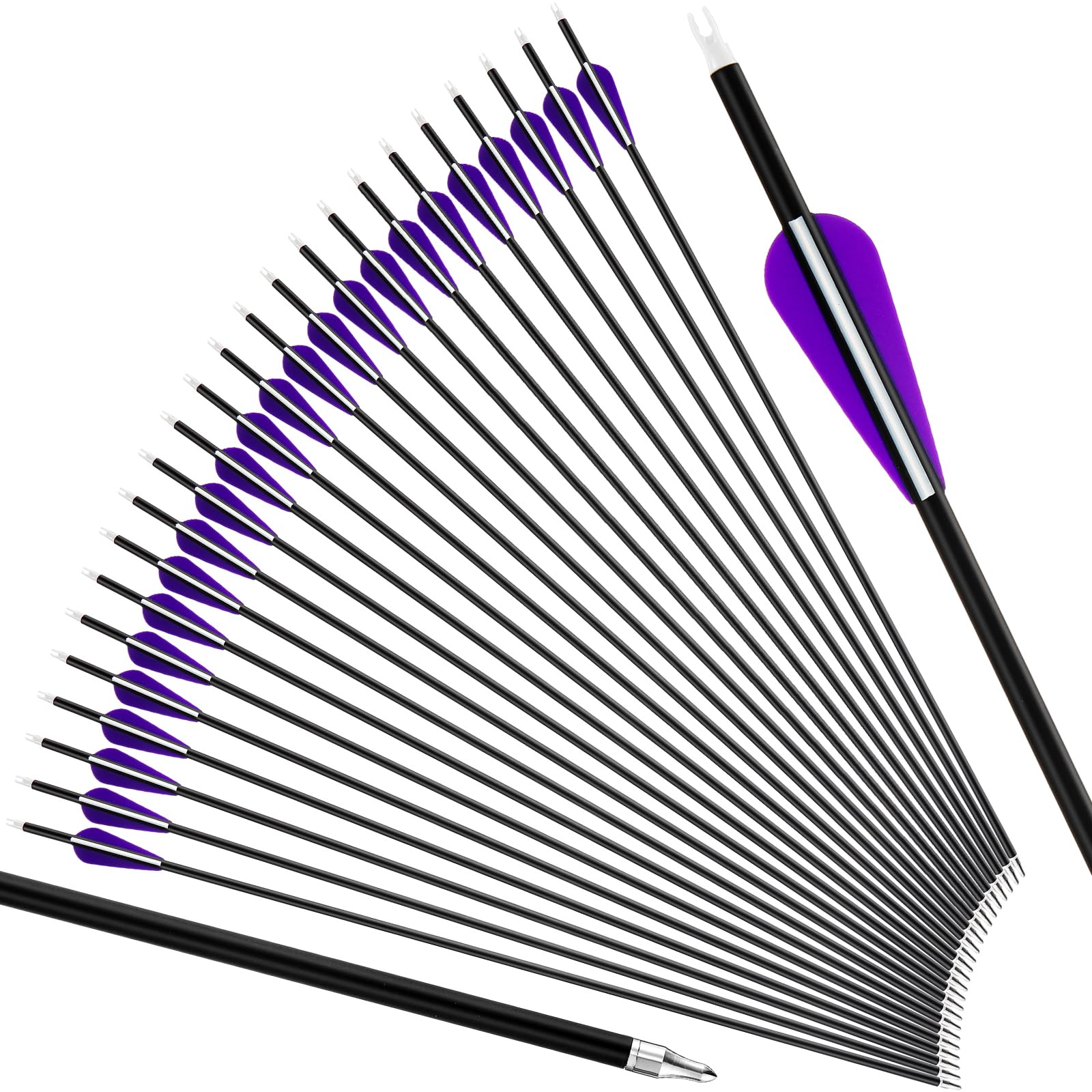 Arrowbash 24 arrows pack for practice and target sessions with visible purple-white feathers.