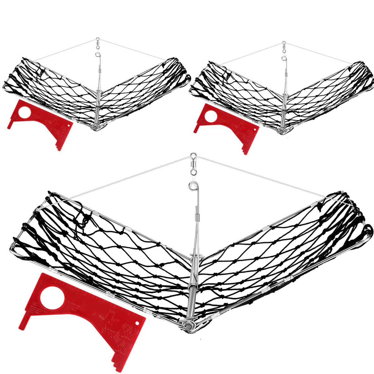 Arrowbash 3-set castable crab traps with red gauge and bait clip