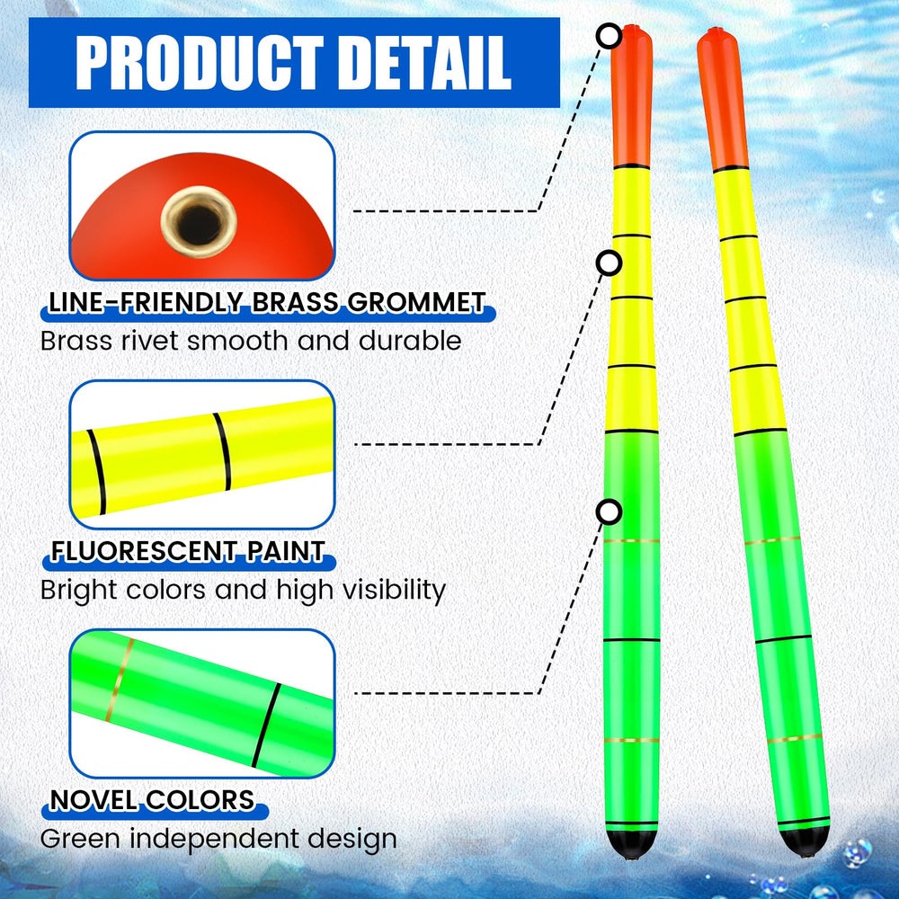 Six Arrowbash fishing bobbers packaged for use