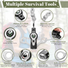Arrowbash 7-in-1 survival tool featuring compass, thermometer, magnifier and LED
