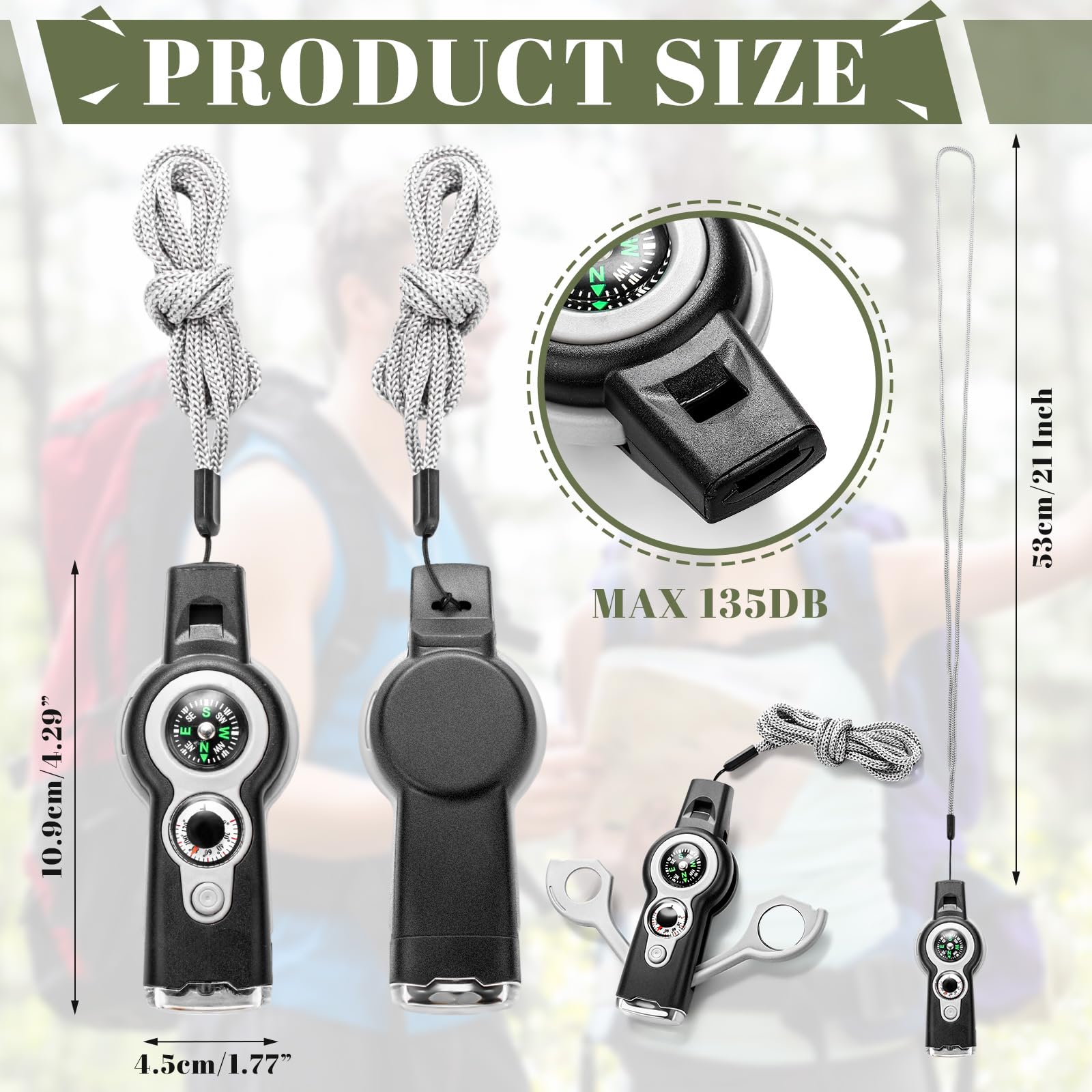Arrowbash survival whistle with durable lanyard for quick access on backpacks