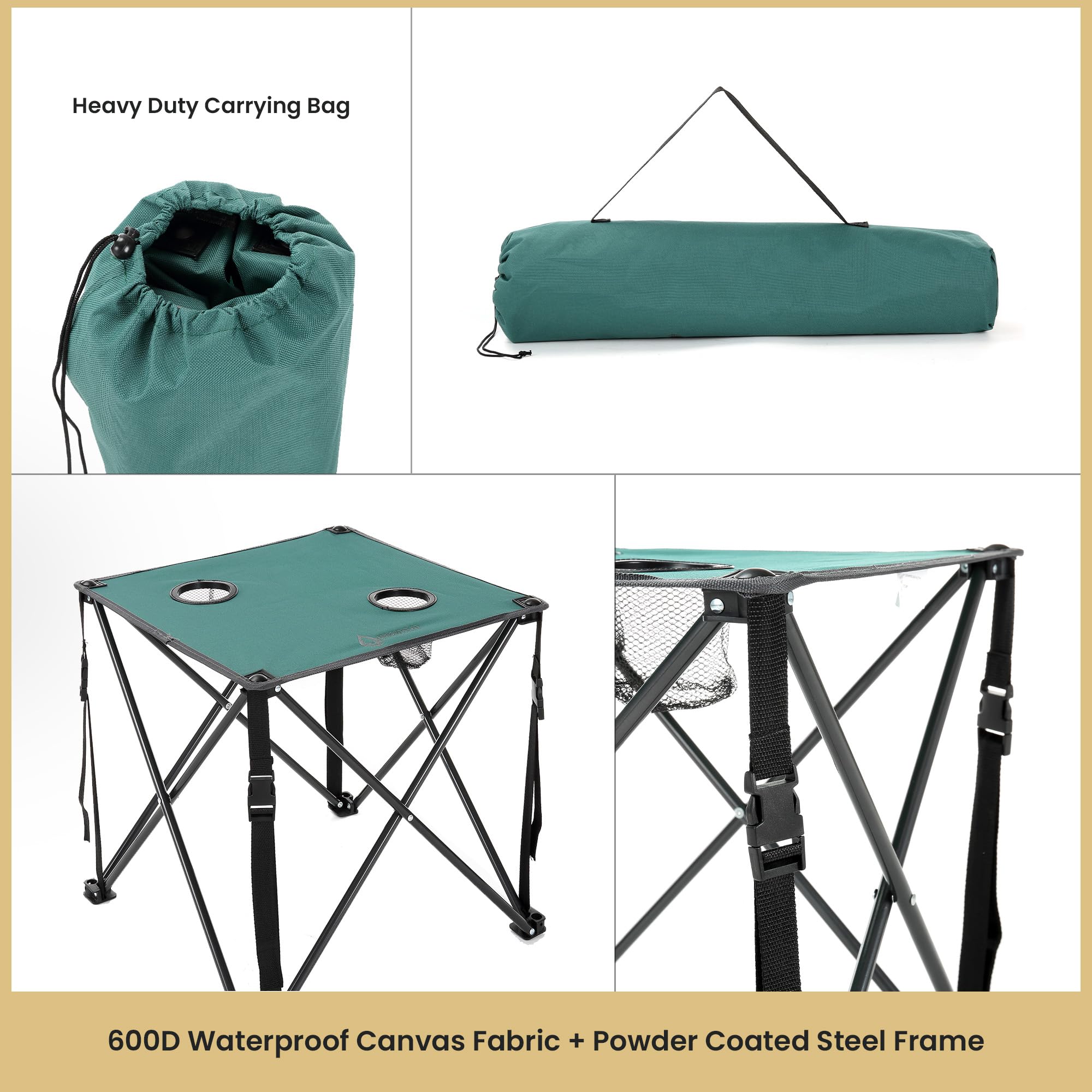 ARROWHEAD OUTDOOR carrying bag shows portable storage for the table.