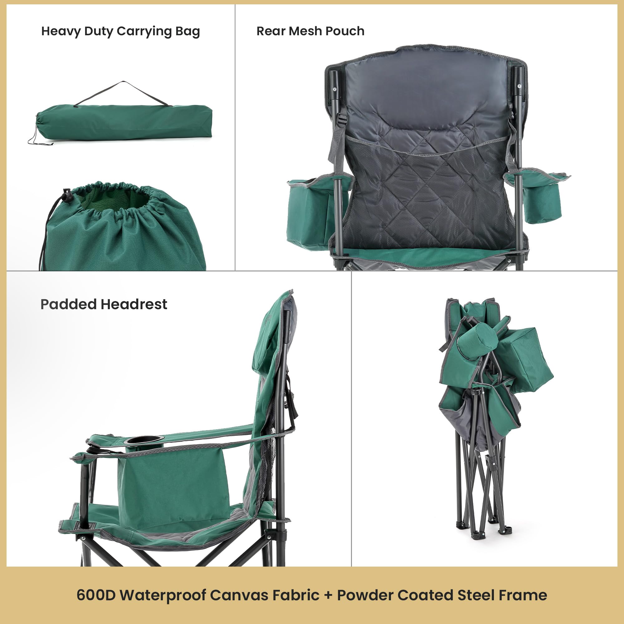 Back mesh storage on ARROWHEAD OUTDOOR chair for quick access items