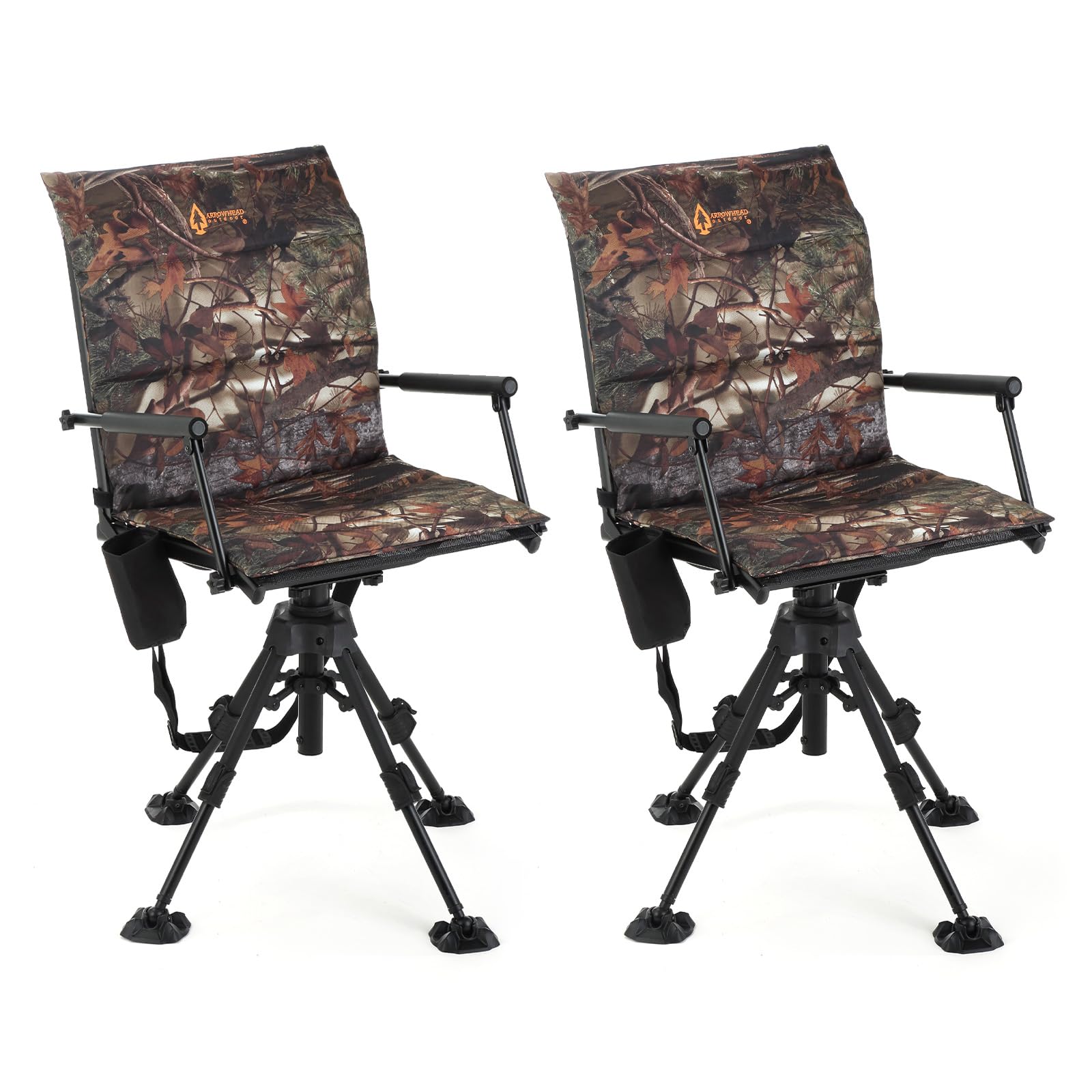 ARROWHEAD OUTDOOR 2-pack folding 360 swivel chair showing silent rotation for blinds