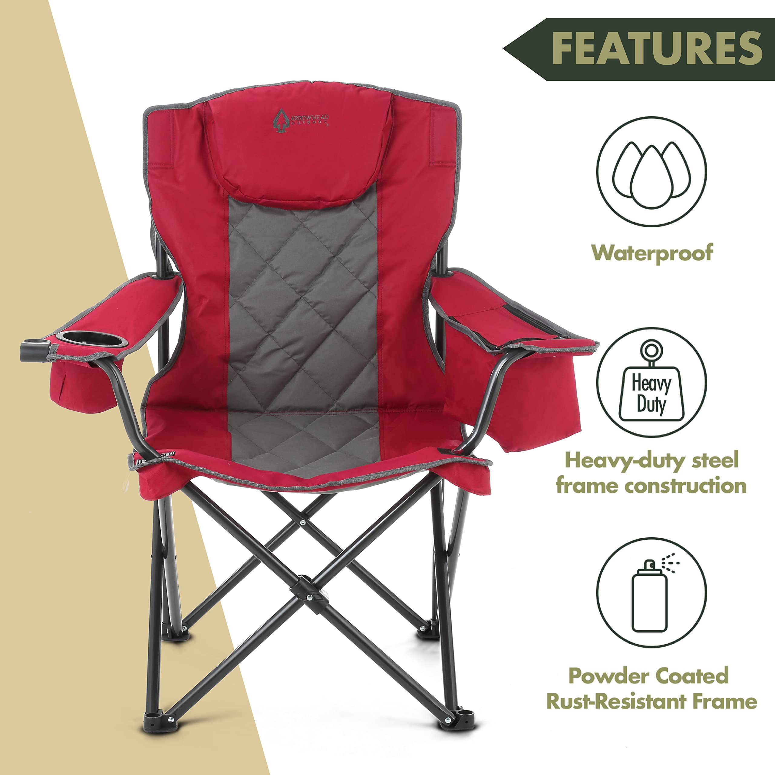 Arrowhead Outdoor insulated cup holders maintain beverage temperature within reach