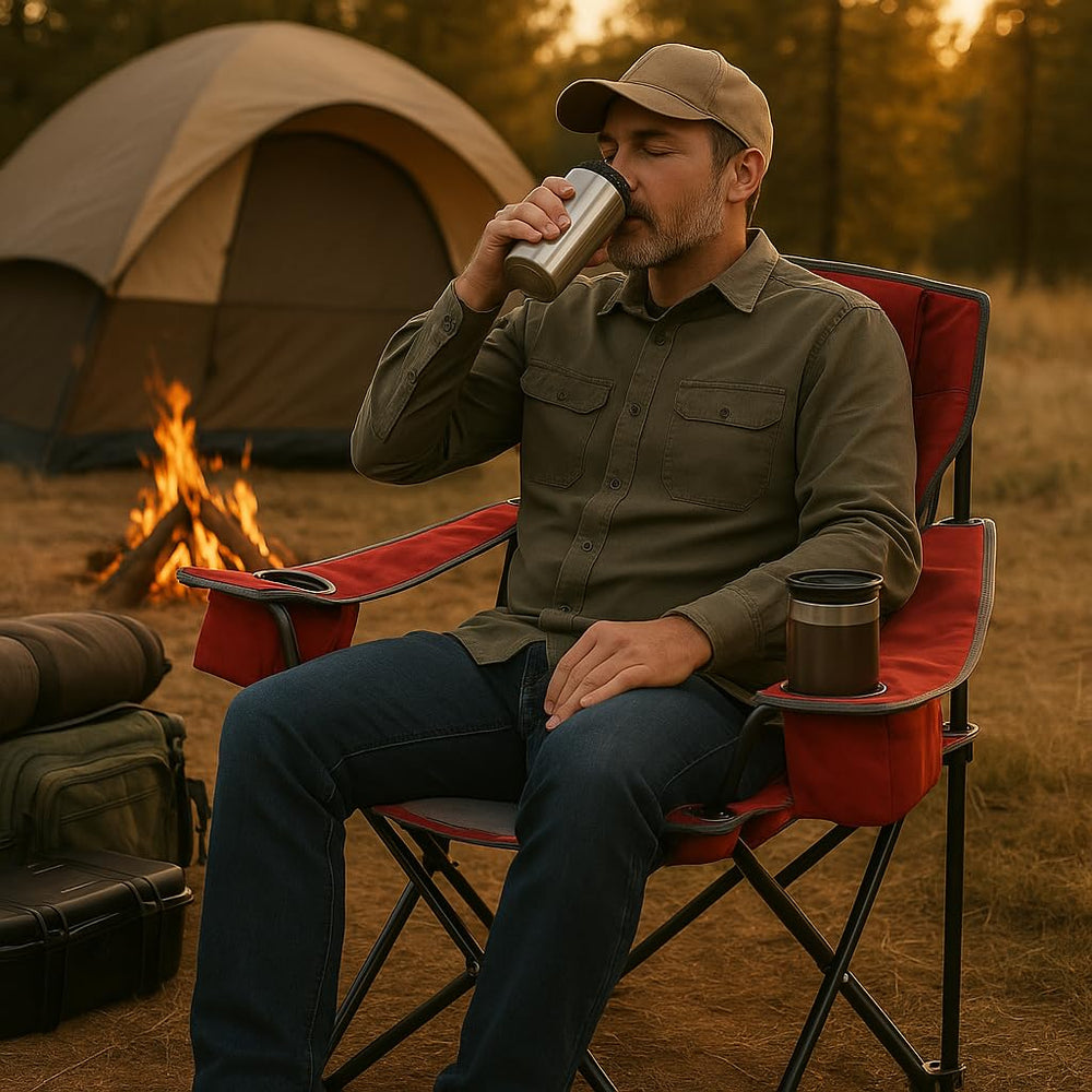 Arrowhead Outdoor padded armrests and headrest boost seating comfort outdoors