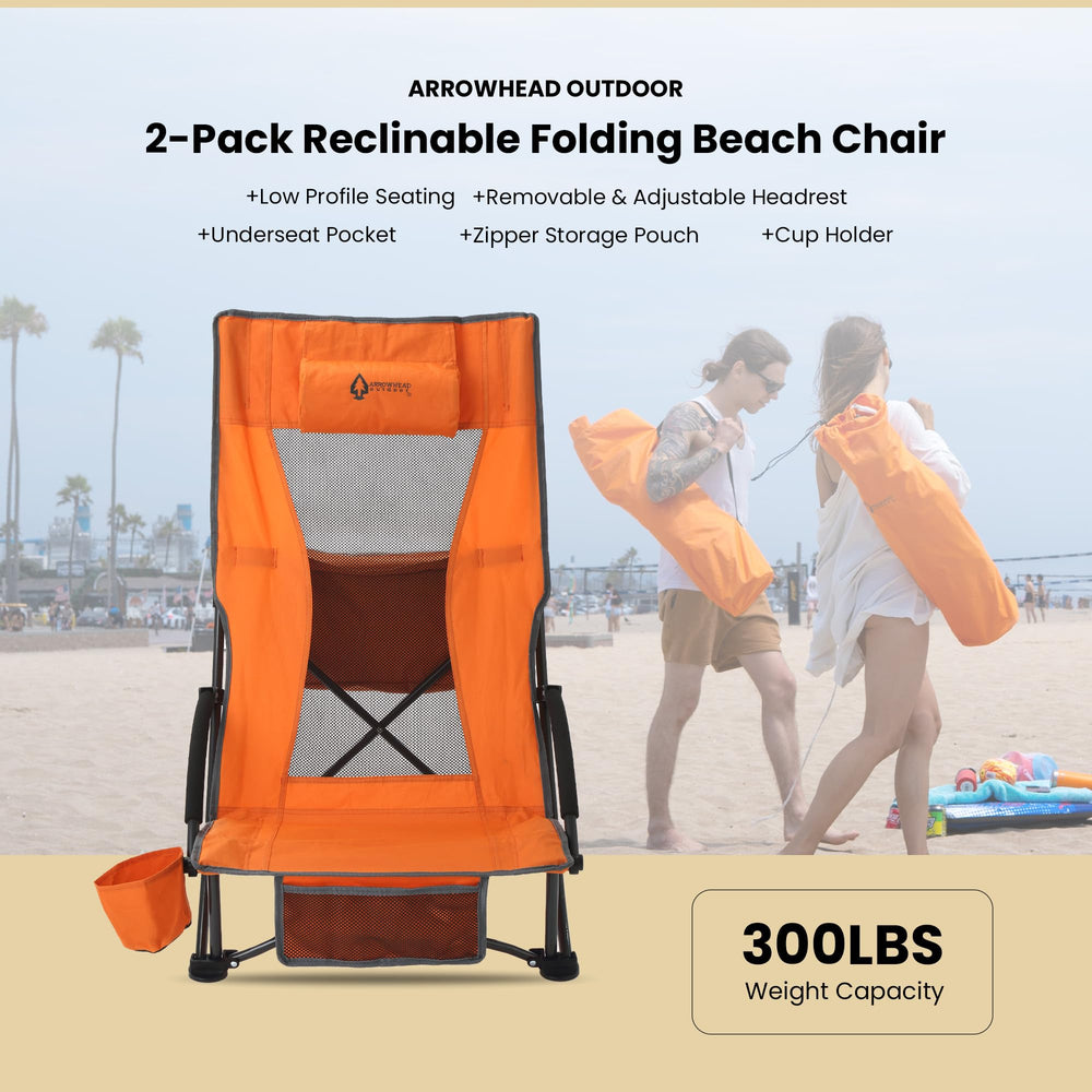 ARROWHEAD OUTDOOR sturdy steel frame provides stable seating on sand.