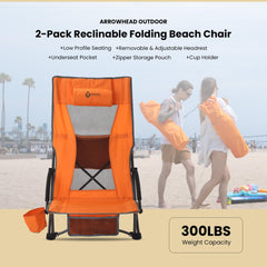 ARROWHEAD OUTDOOR sturdy steel frame provides stable seating on sand.