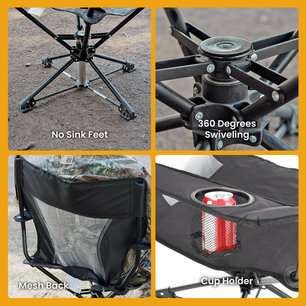 Arrowhead Outdoor 2-pack swivel chair in use inside a blind for comfort and mobility.