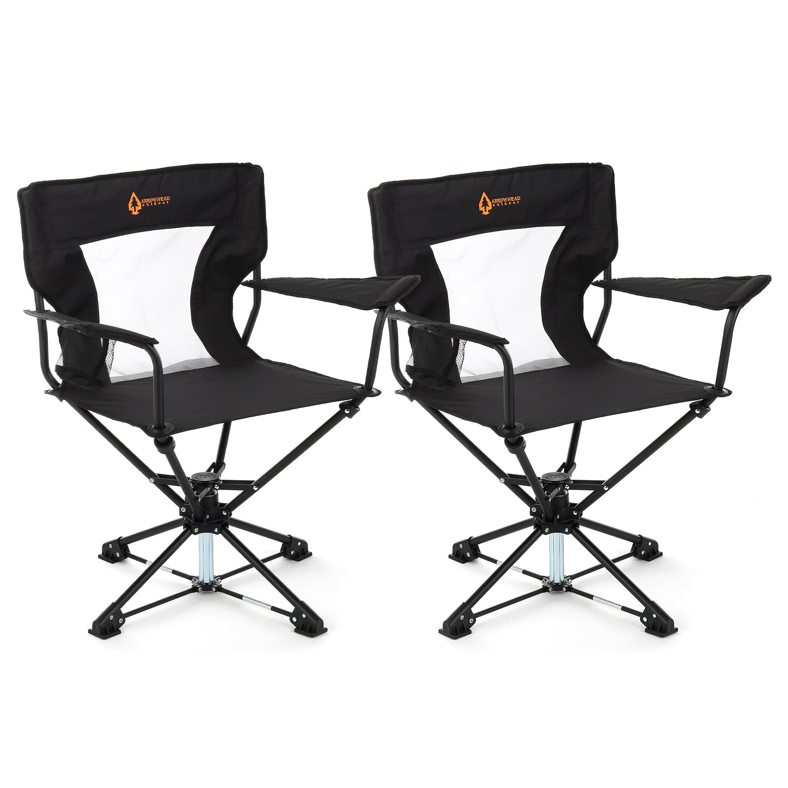 Arrowhead Outdoor 2-pack swivel chair setup for blinds shows stealth mobility.