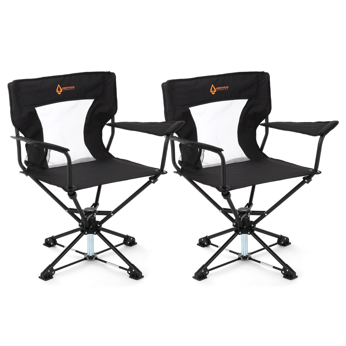 Arrowhead Outdoor 2-pack swivel chair setup for blinds shows stealth mobility.