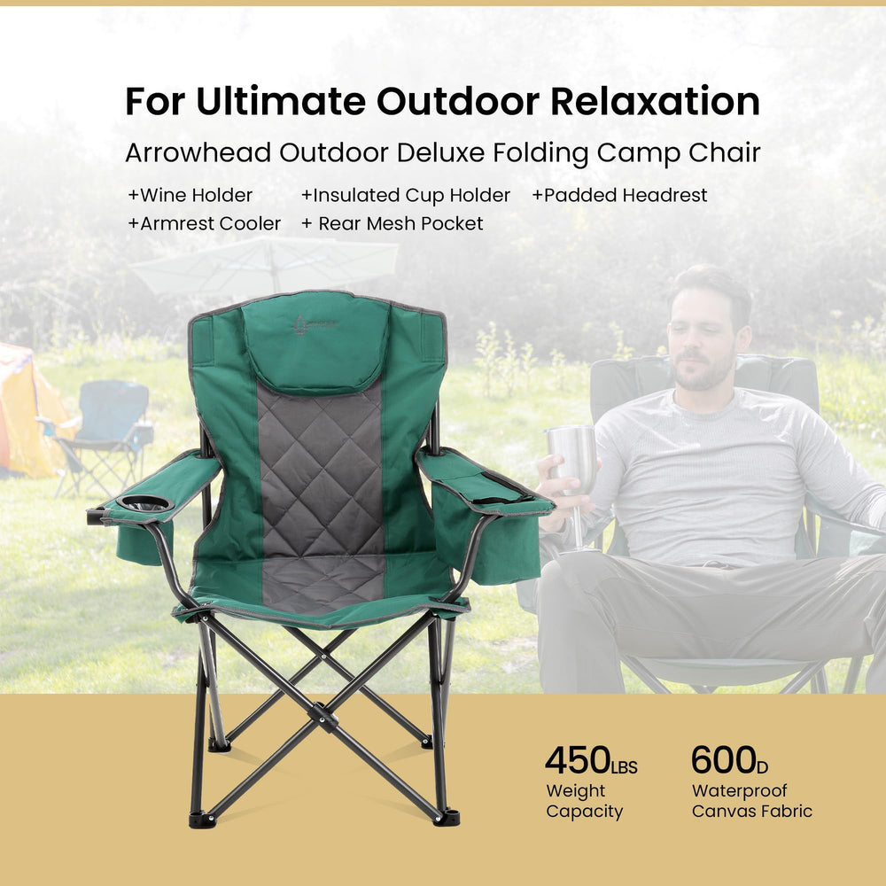 Wine glass holder on ARROWHEAD OUTDOOR chair for stemware