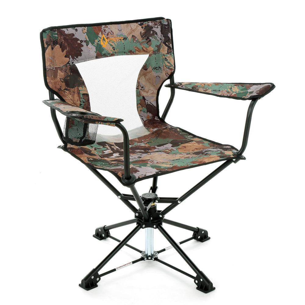 ARROWHEAD OUTDOOR 360° swivel hunting chair for stealthy field positioning.