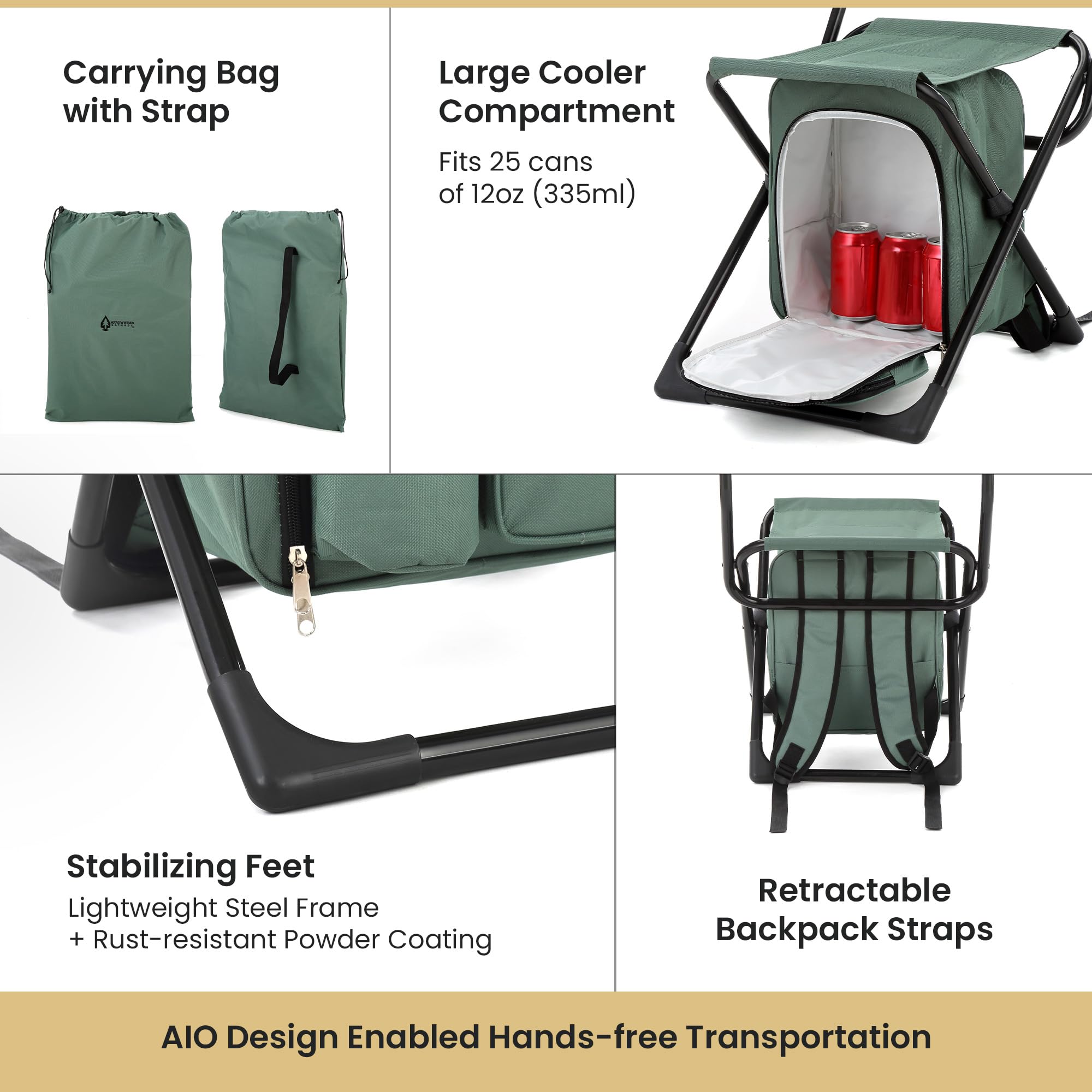 ARROWHEAD OUTDOOR 3-in-1 chair bottle holder fits larger containers.