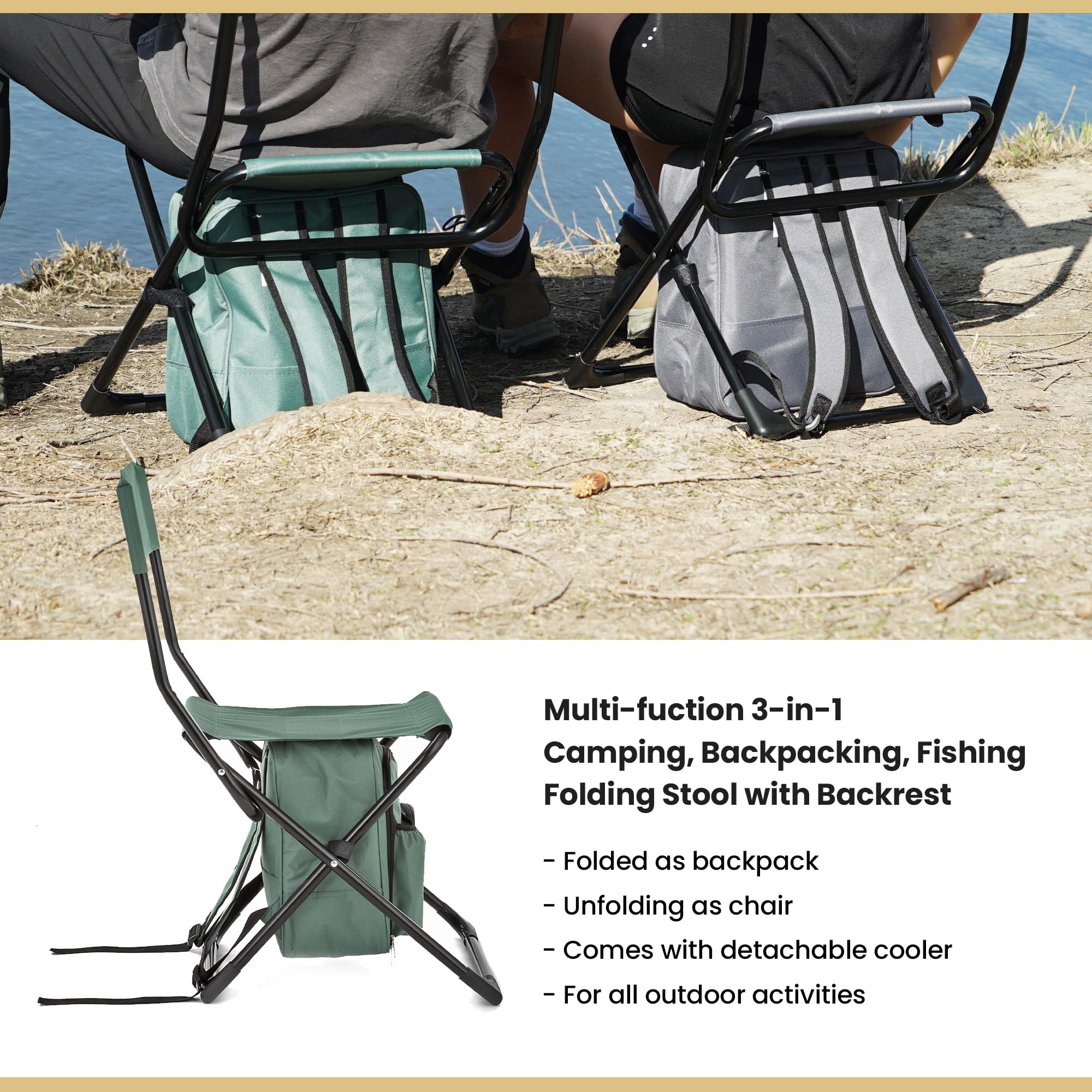 ARROWHEAD OUTDOOR 3-in-1 chair external pockets keep essentials within reach.