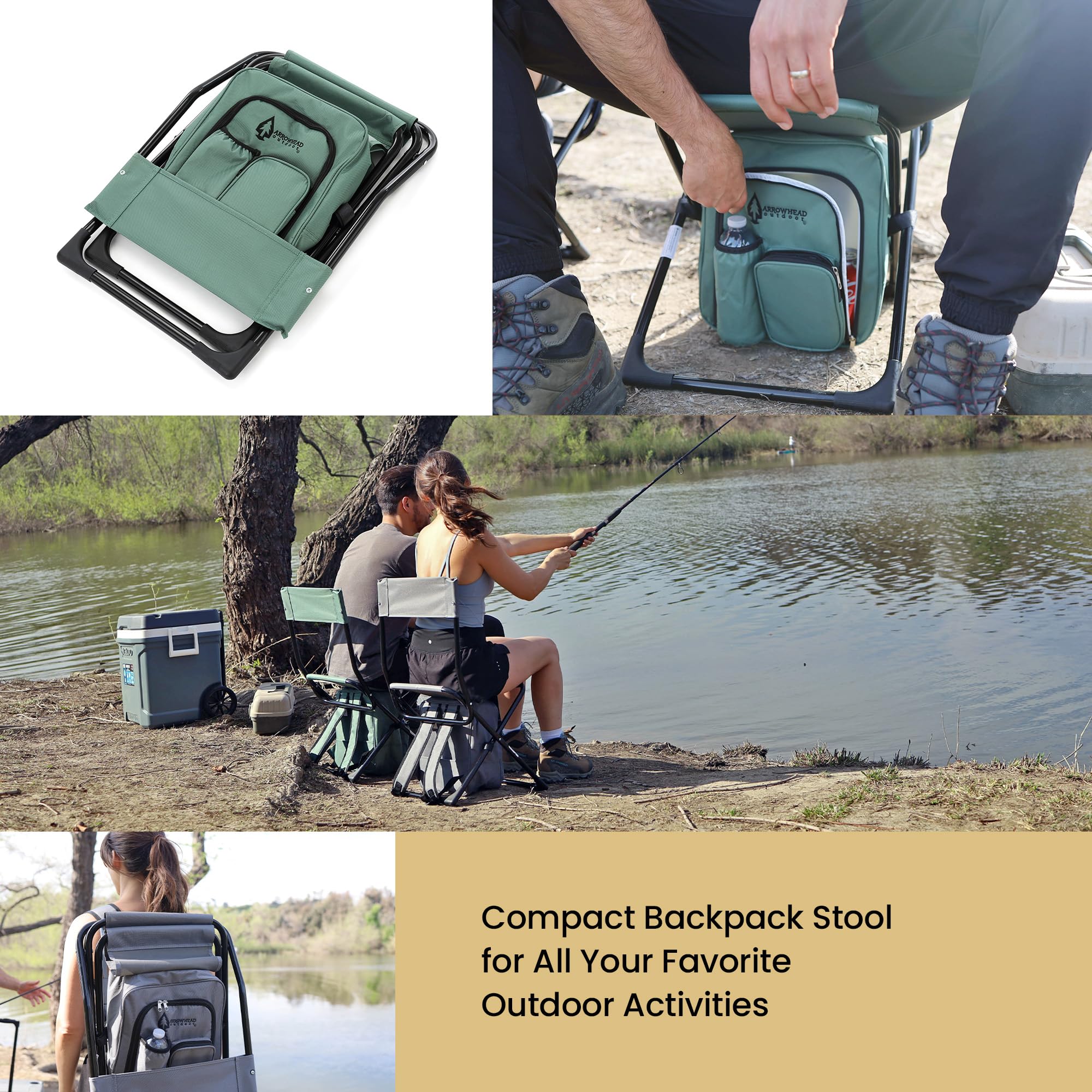 ARROWHEAD OUTDOOR 3-in-1 chair heavy-duty vinyl feet grip uneven ground.