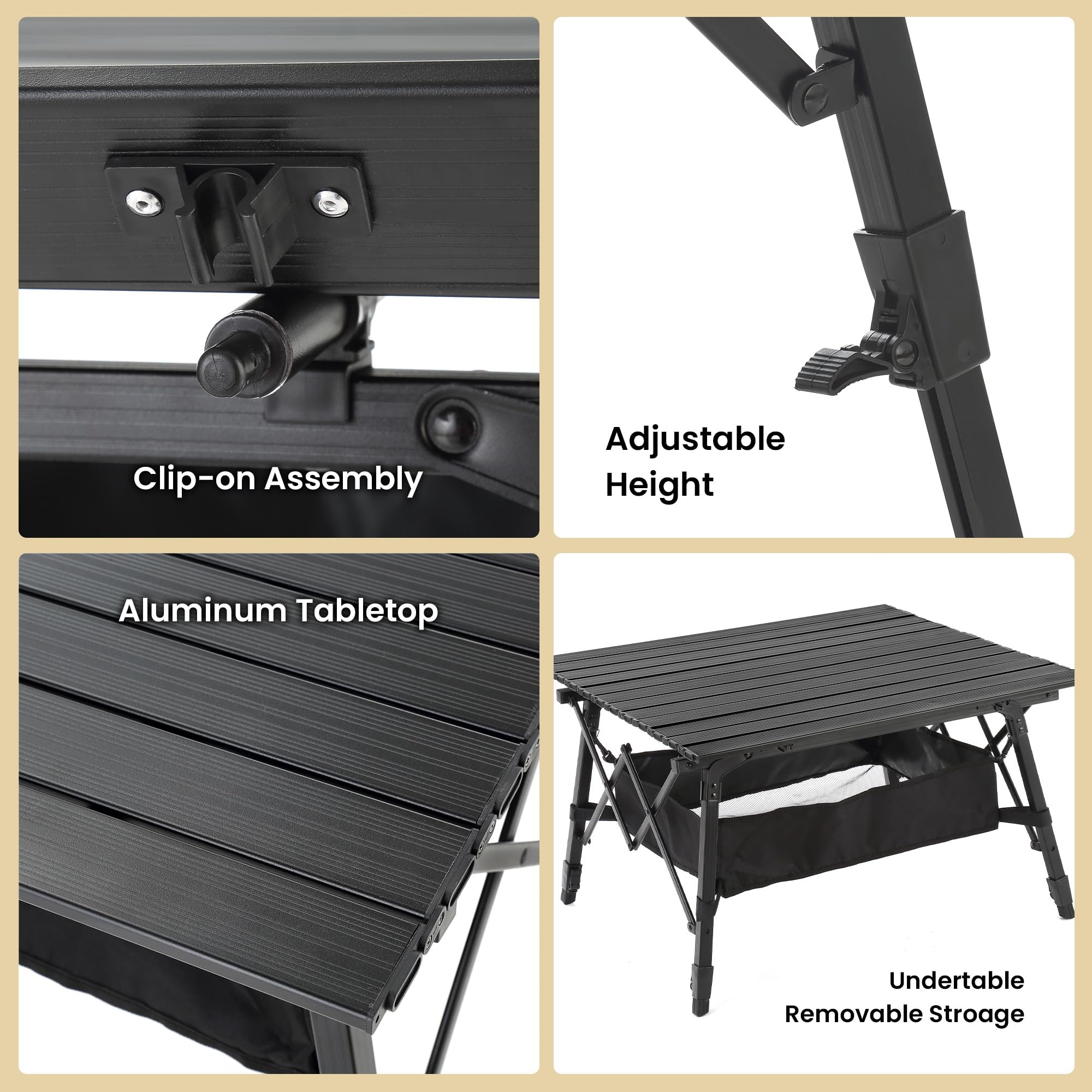 Arrowhead Outdoor adjustable-height table ideal for cooking or dining at camp