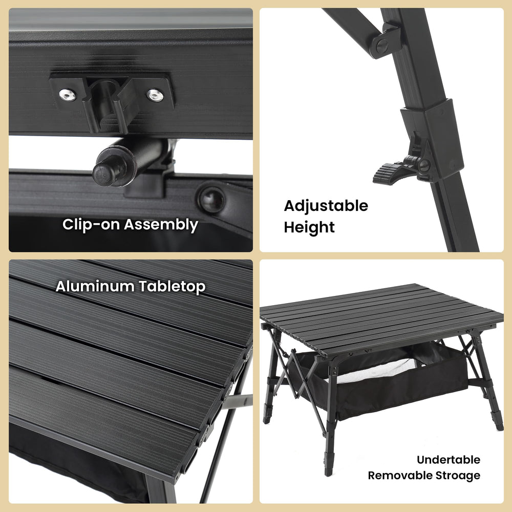 Arrowhead Outdoor adjustable-height table ideal for cooking or dining at camp