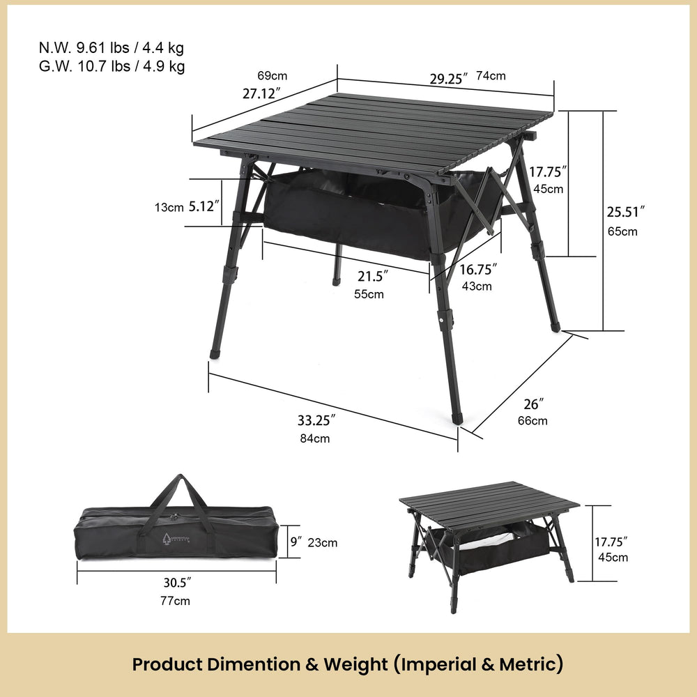 Arrowhead Outdoor aluminum camping table is lightweight yet durable for rugged outdoor use