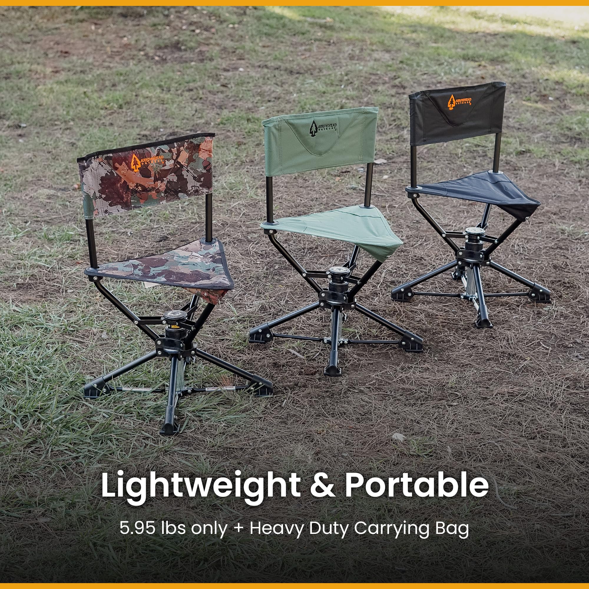 ARROWHEAD OUTDOOR blinds seat ideal for hunting or fishing setups.