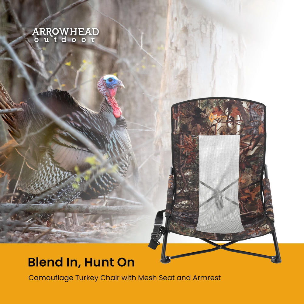 Arrowhead Outdoor camouflage pattern blind chair blends into surroundings for stealth
