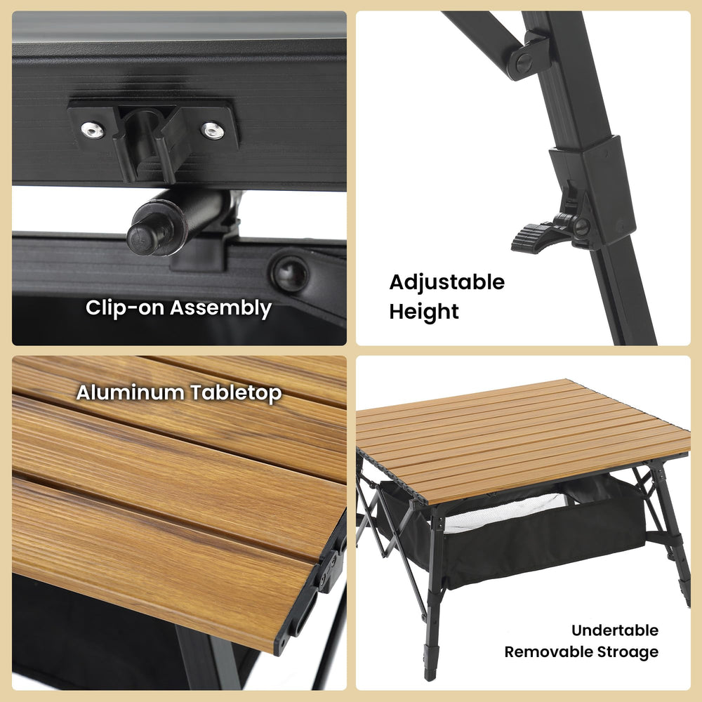ARROWHEAD OUTDOOR campsite setup table offers stable dining and prep space.
