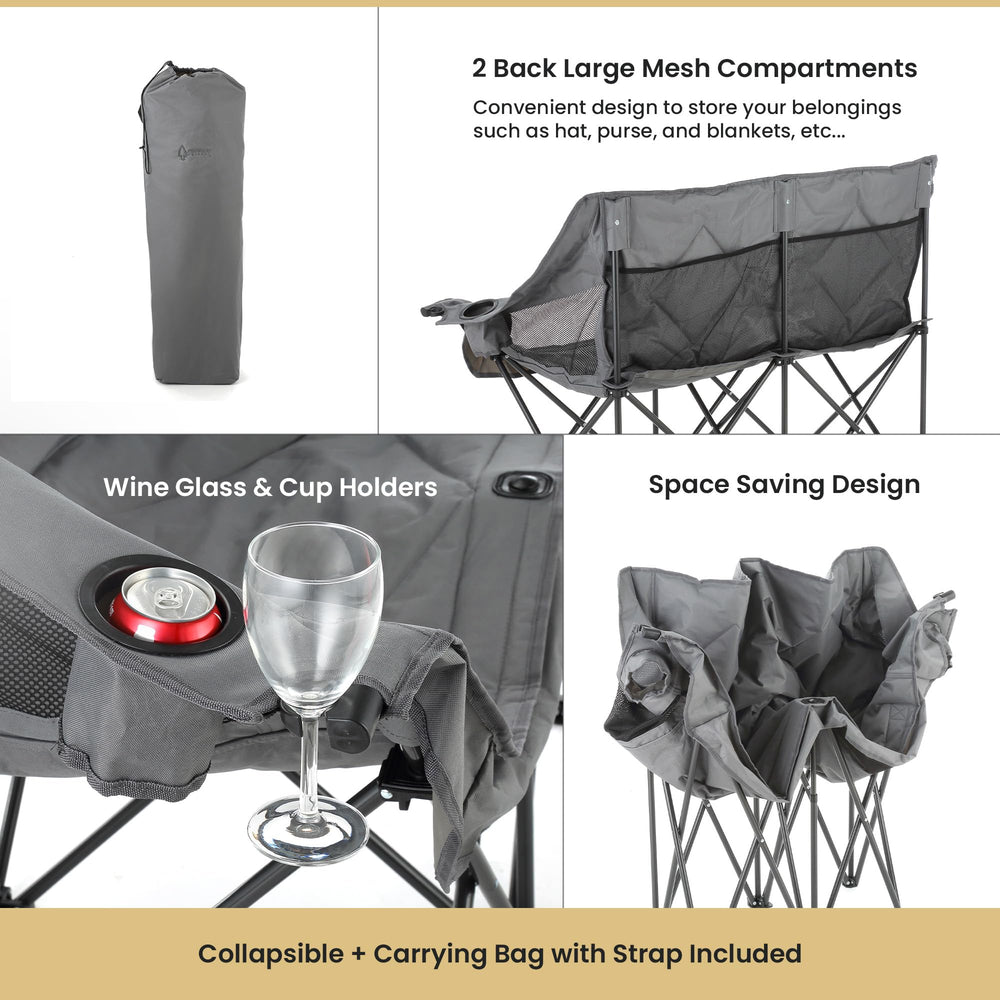 ARROWHEAD OUTDOOR chair back mesh storage for hats and snacks.