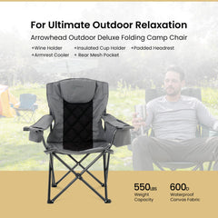 Arrowhead Outdoor chair back mesh storage holds hats, sunglasses, snacks.