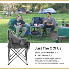ARROWHEAD OUTDOOR chair featuring insulated cup holders for beverages.