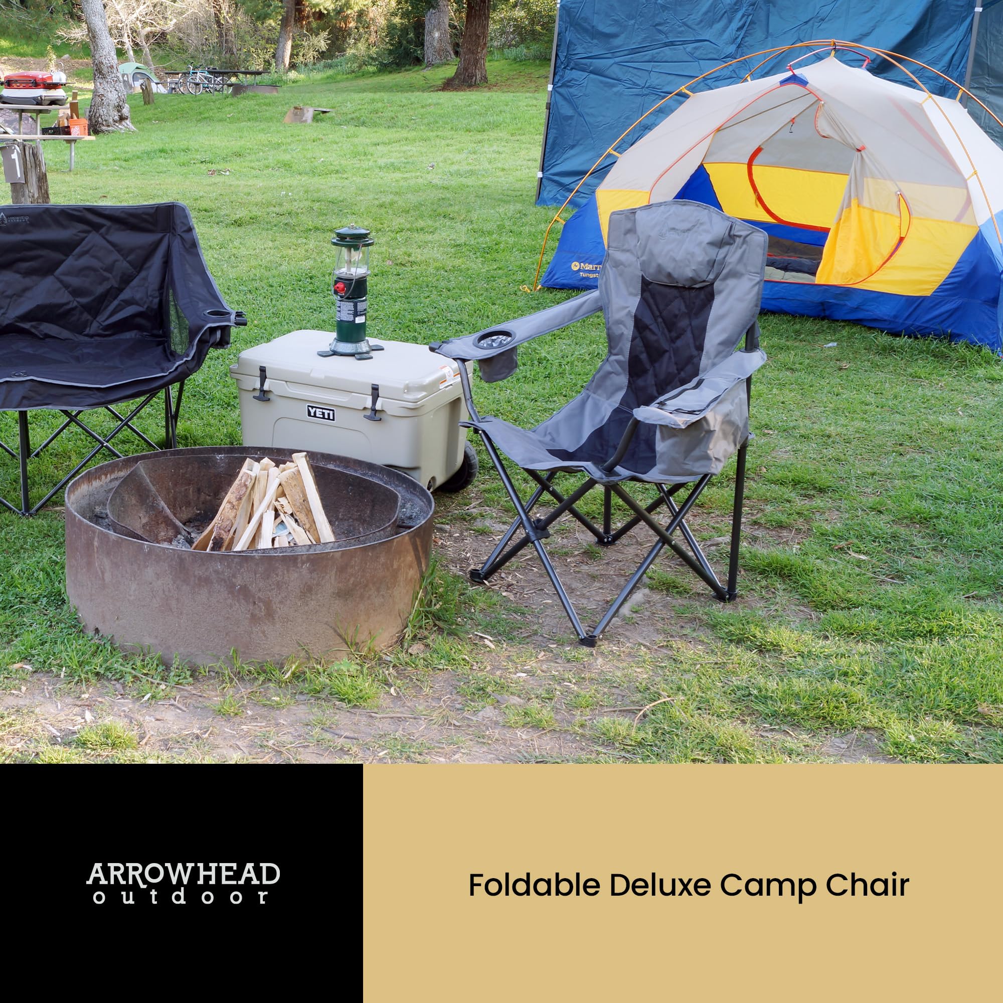 Arrowhead Outdoor wine glass holder clips stemware securely during outdoor events.