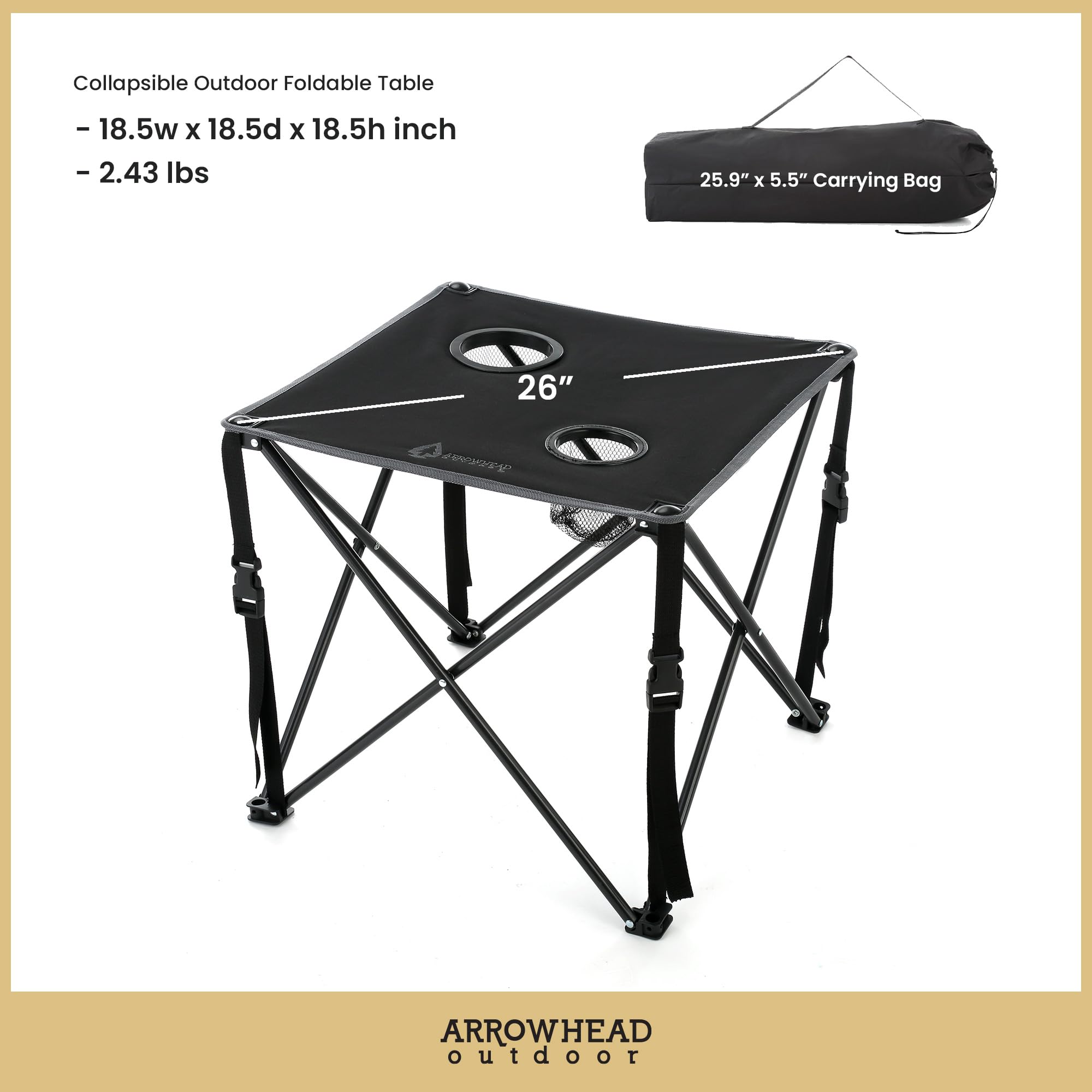 Arrowhead Outdoor compact packability fits in trunks or backpacks.