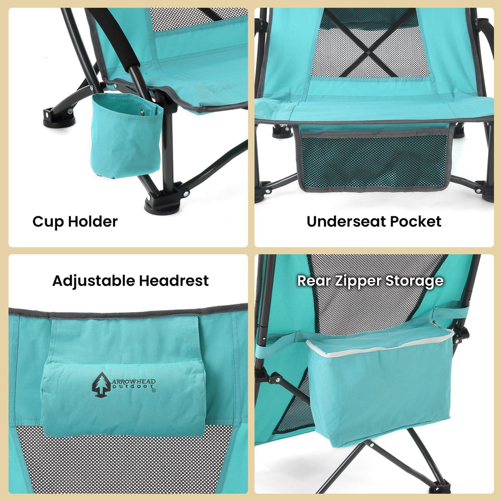 ARROWHEAD OUTDOOR built-in cup holder keeps drinks handy.