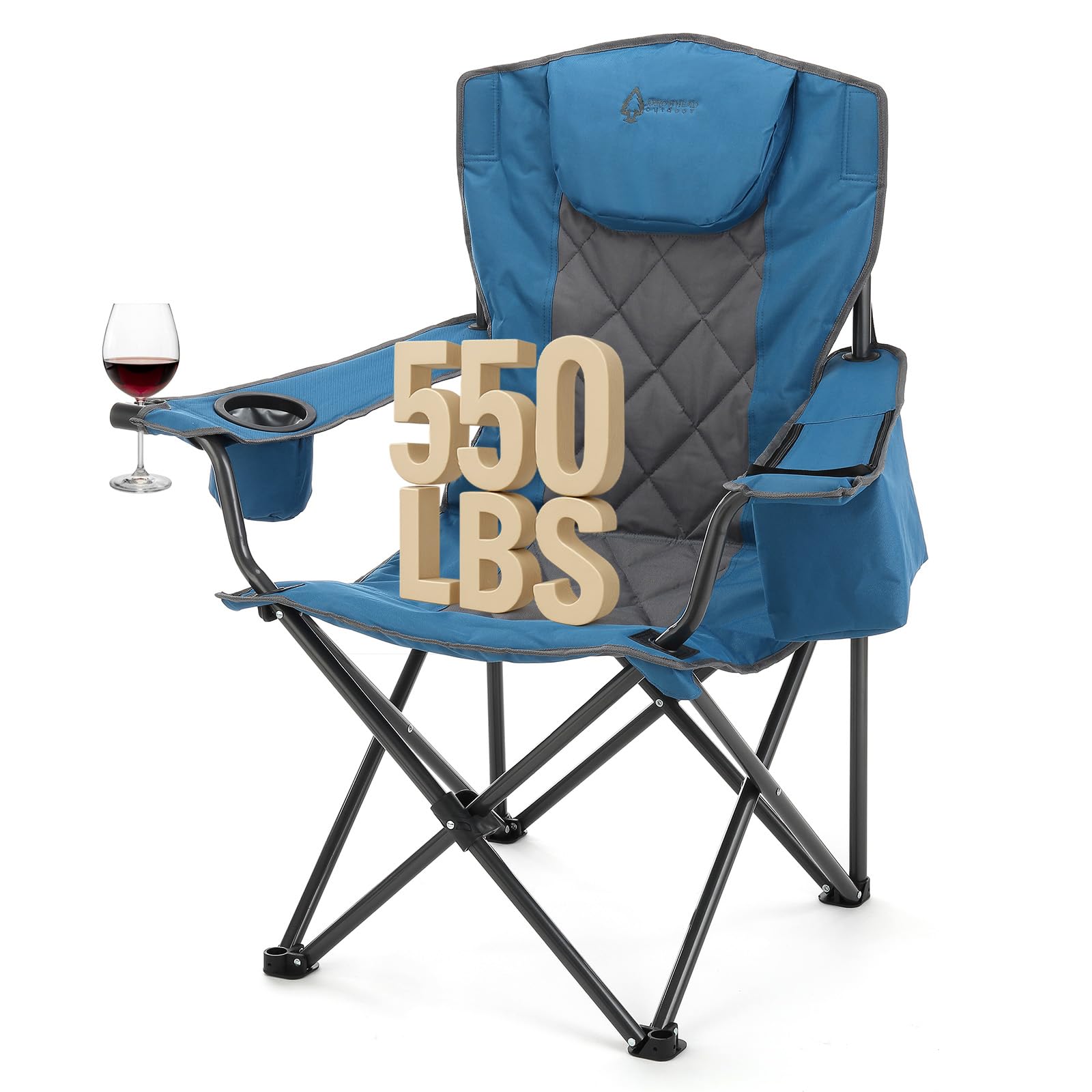 ARROWHEAD OUTDOOR deluxe folding quad chair with headrest for all-day campsite seating