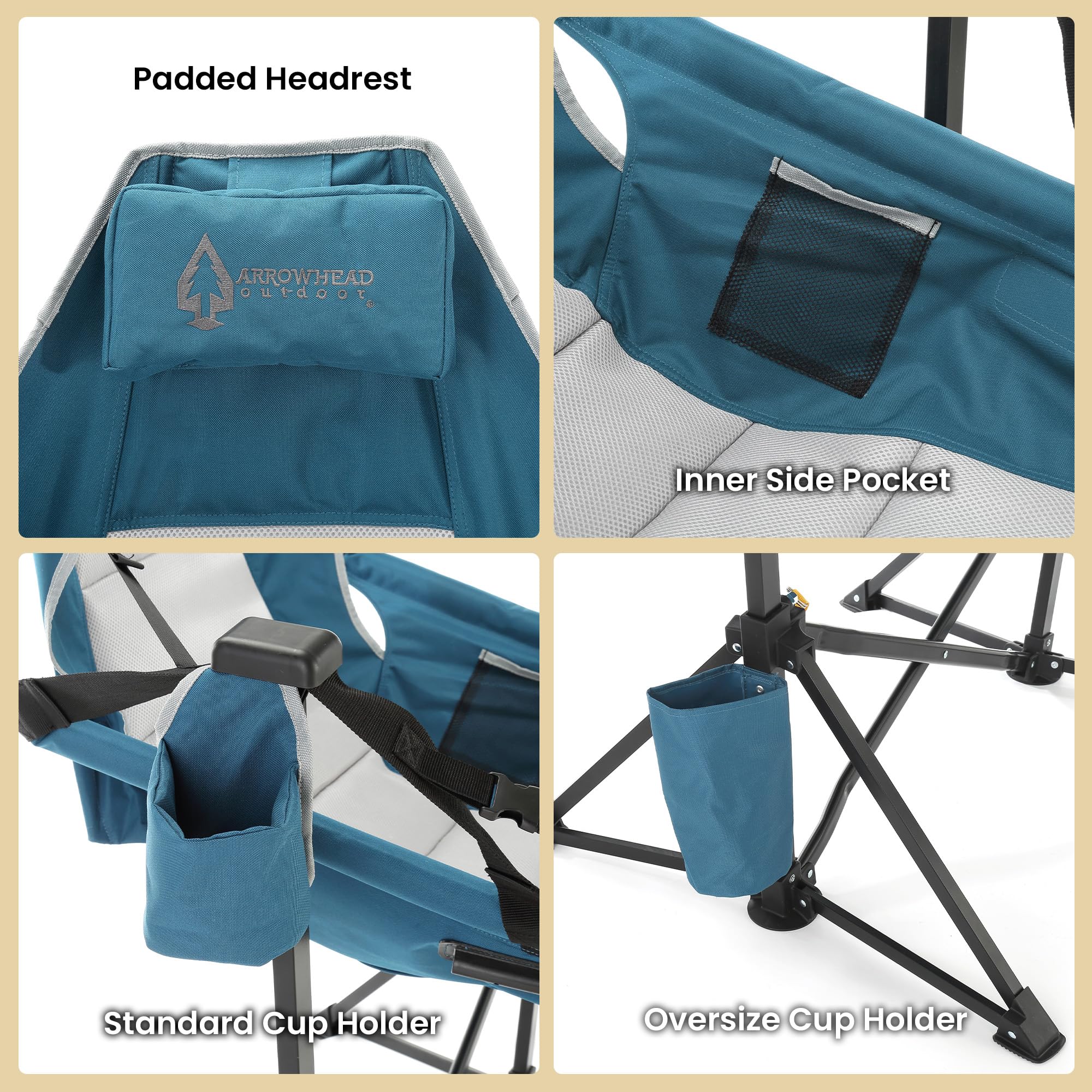 Arrowhead Outdoor compact fold design fits in small spaces for travel.