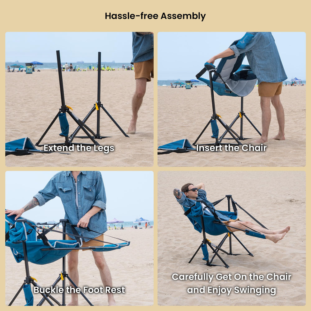 Arrowhead Outdoor adjustable straps customize reclining angle for comfort.