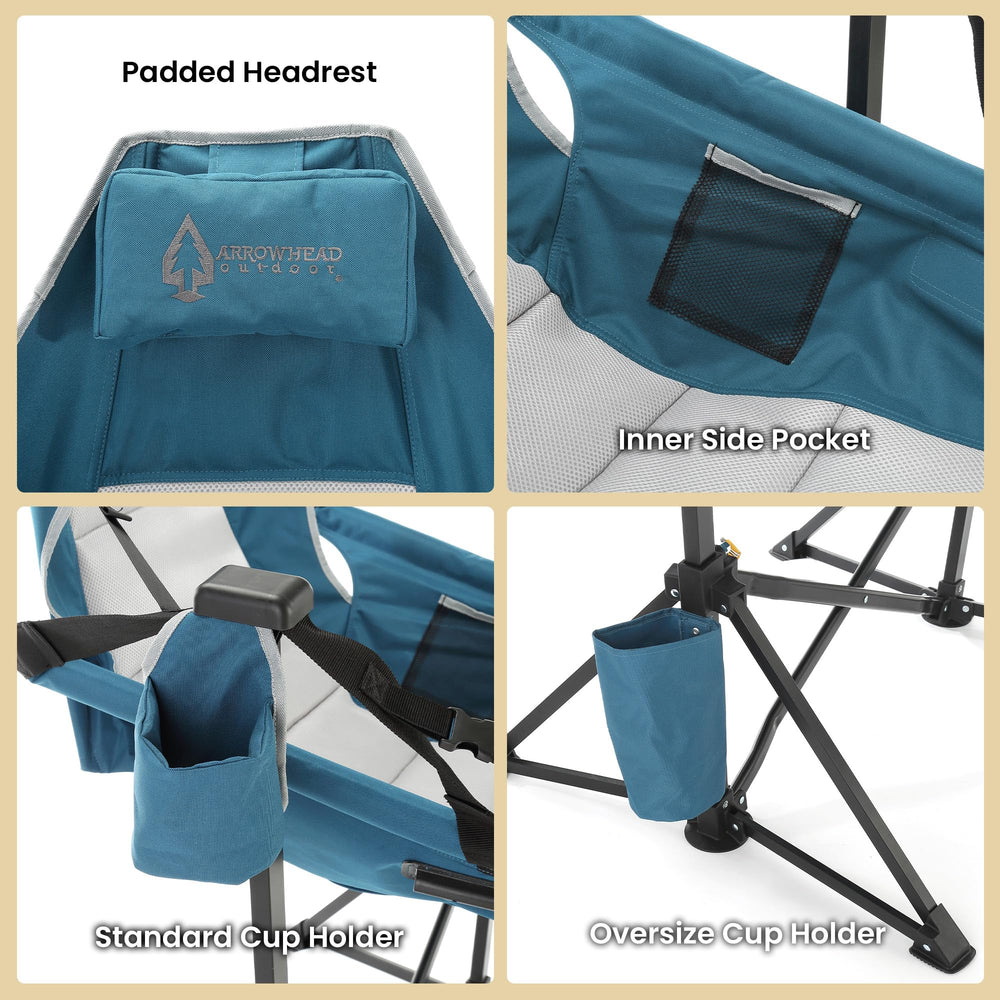Arrowhead Outdoor chair with stabilized feet on uneven ground for stable seating.