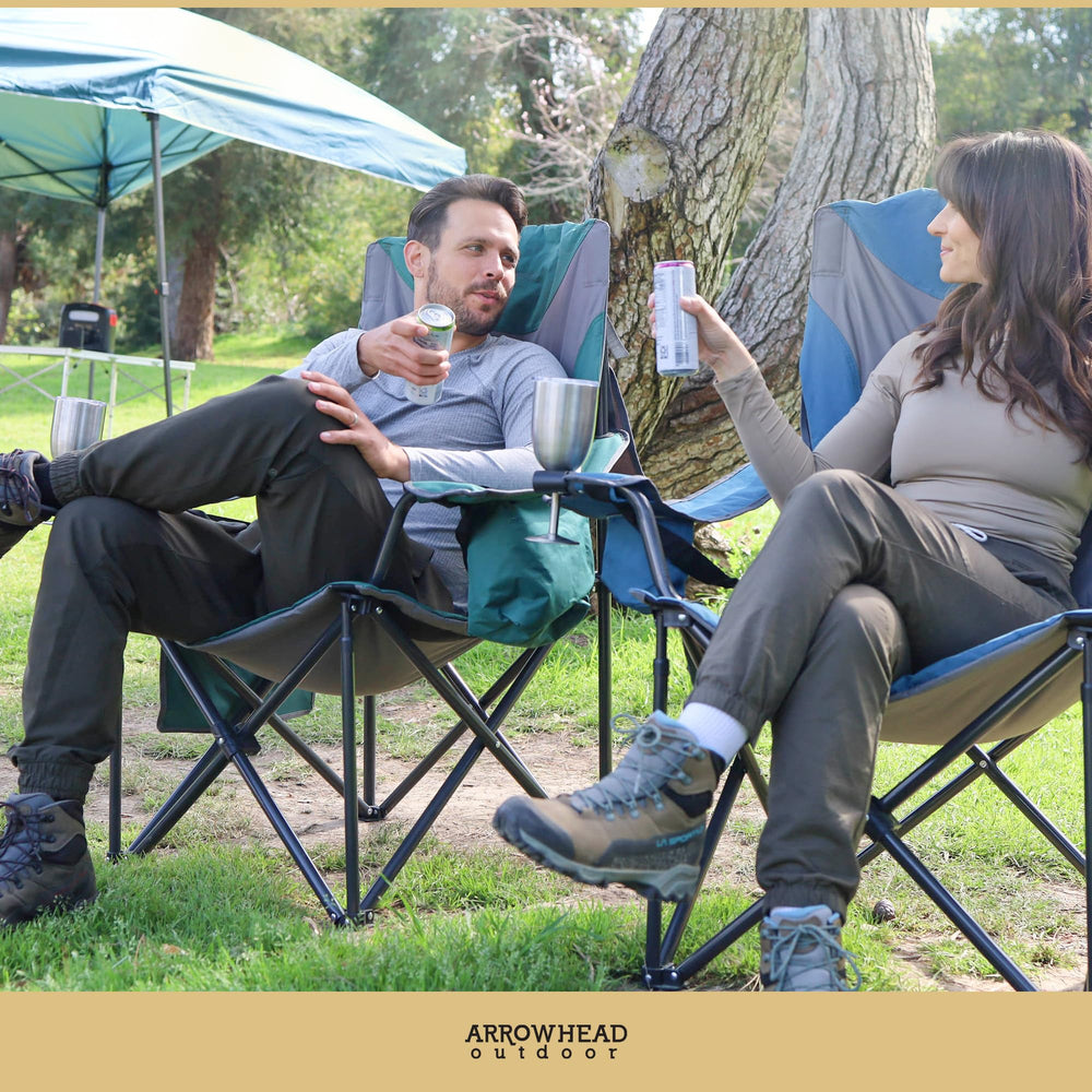 ARROWHEAD OUTDOOR oversized chair side view; portable design ideal for camping trips.