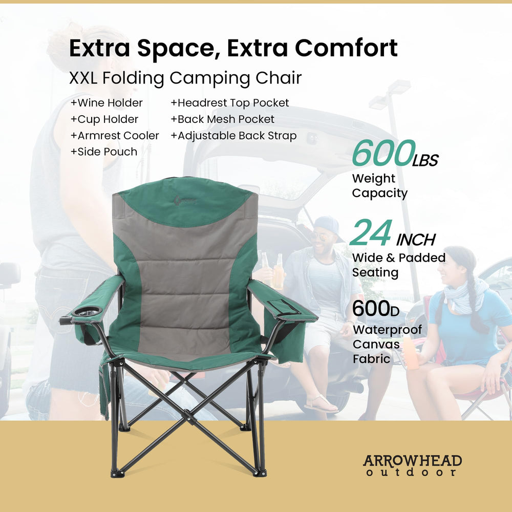 ARROWHEAD OUTDOOR chair armrest storage pouch keeps essentials handy