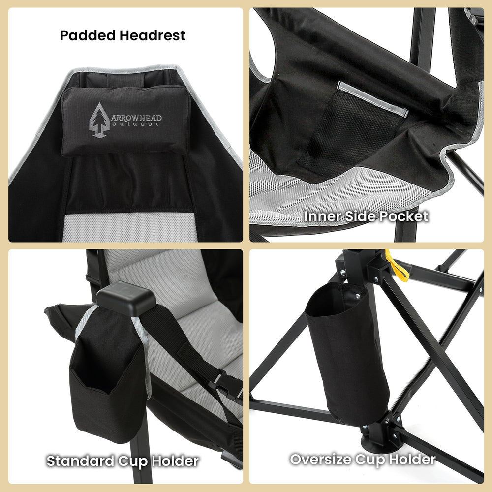 Padded headrest and seat on Arrowhead Outdoor chair for plush support