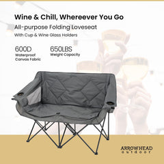 ARROWHEAD OUTDOOR portable chair with carrying bag for easy storage.