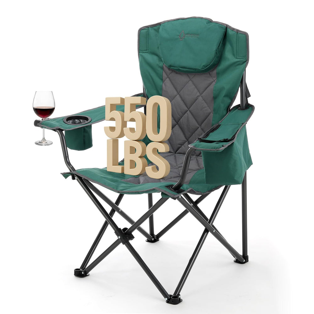 Arrowhead Outdoor portable deluxe folding quad chair with headrest for comfortable camping seating