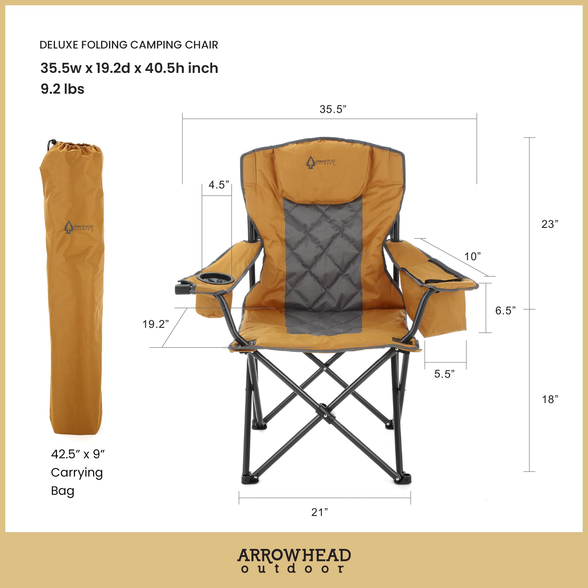 Arrowhead Outdoor chair with insulated cup holders keeps beverages at the right temperature.