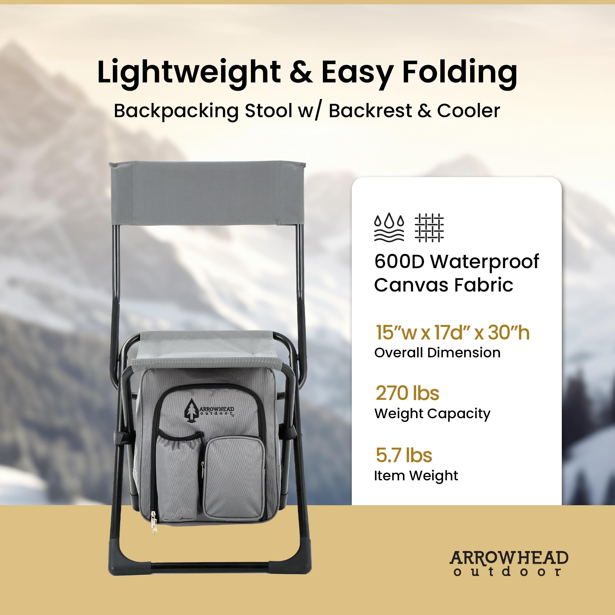 Arrowhead Outdoor rugged 600D Oxford fabric for durable outdoor use on uneven terrain.