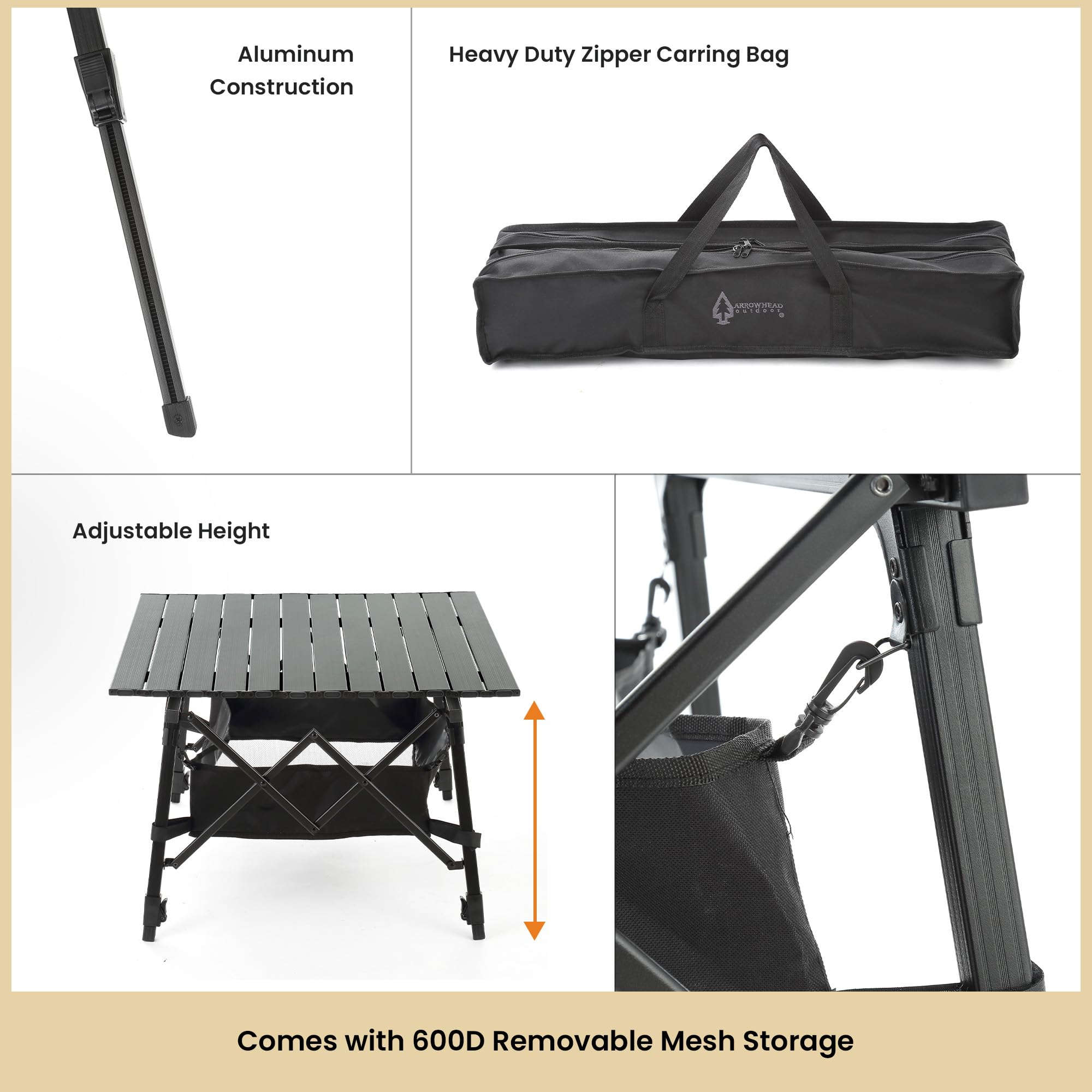 ARROWHEAD OUTDOOR rust-resistant table top in all weather conditions.