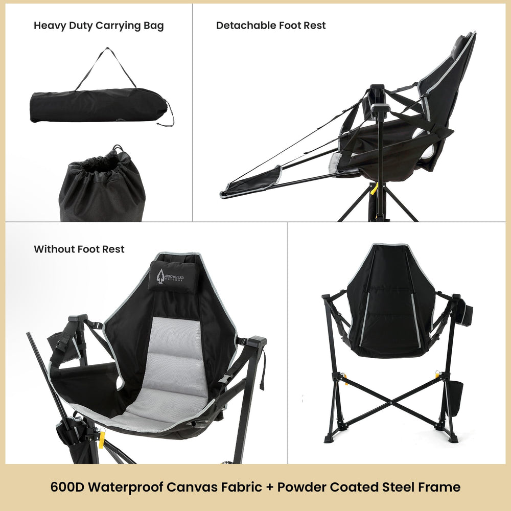 Stabilized feet design on Arrowhead Outdoor chair for steady setup