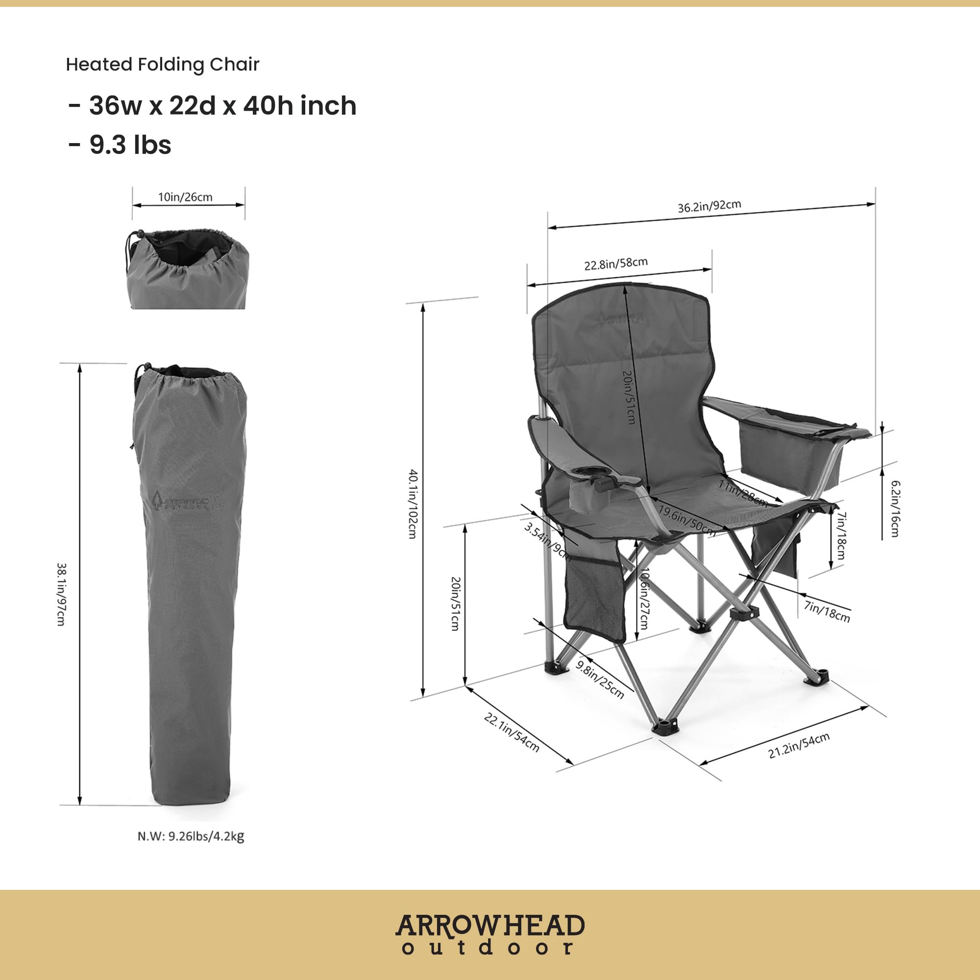 ARROWHEAD OUTDOOR three heat settings allow adjustable warmth on chilly nights.