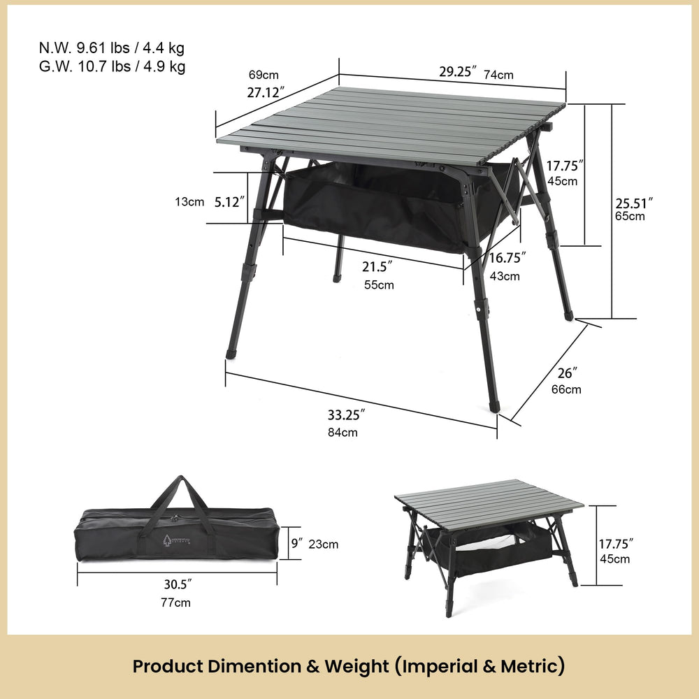 ARROWHEAD OUTDOOR under-table mesh storage keeps utensils organized on site.