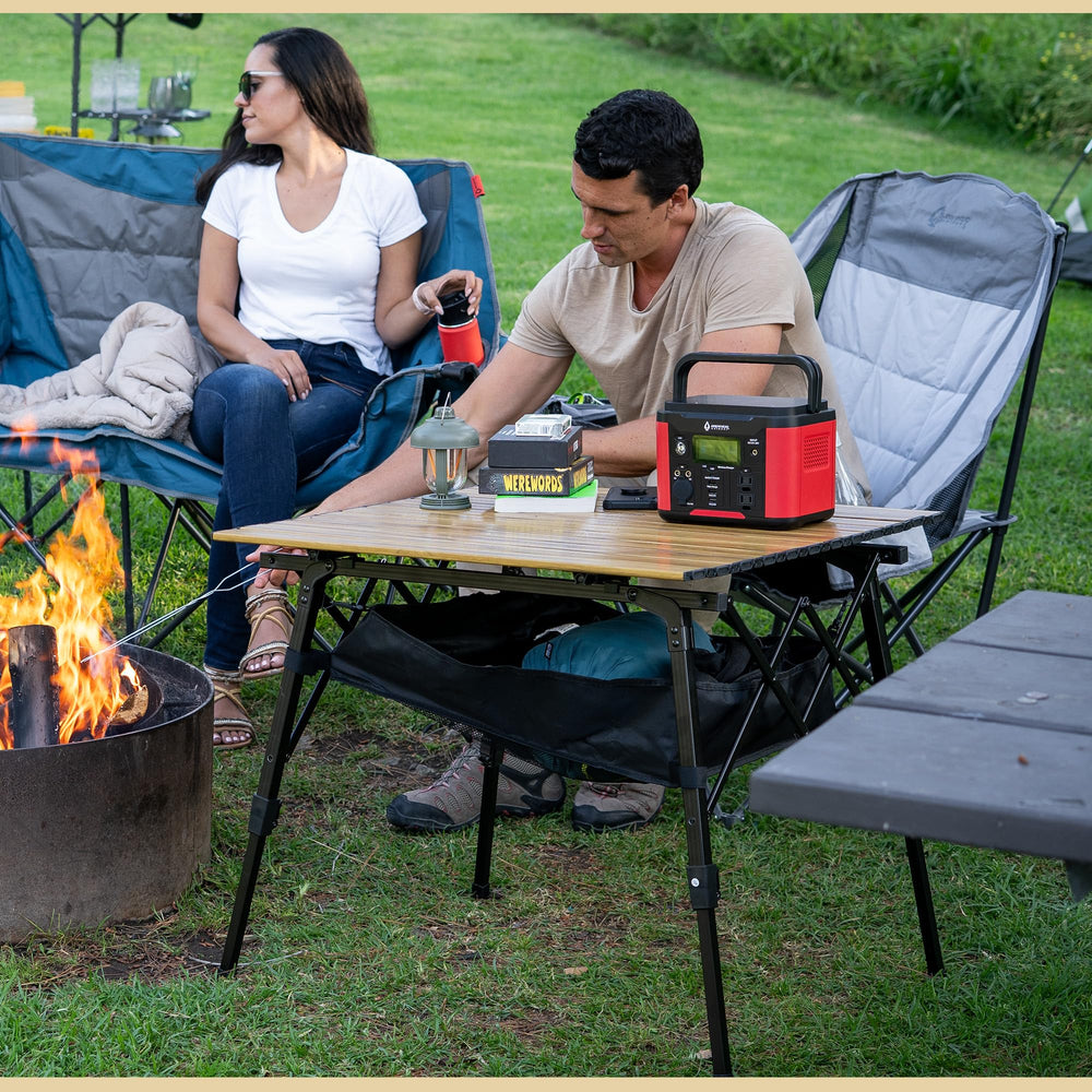 ARROWHEAD OUTDOOR under-table mesh storage keeps essentials organized during trips.