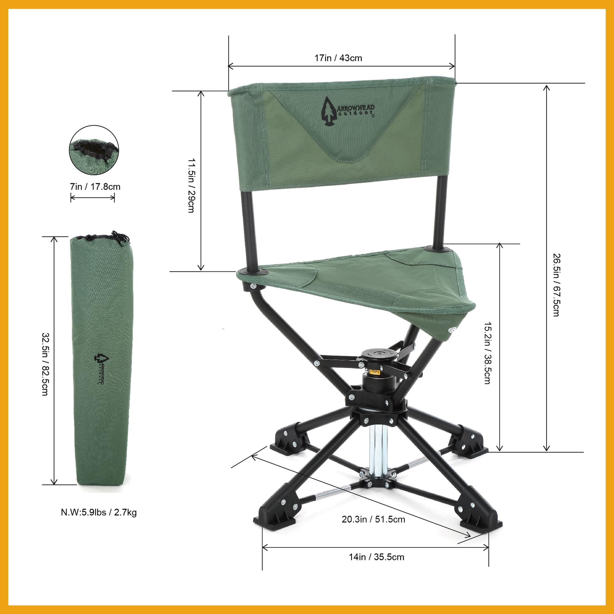ARROWHEAD OUTDOOR chair with wide feet preventing sinking on soft ground