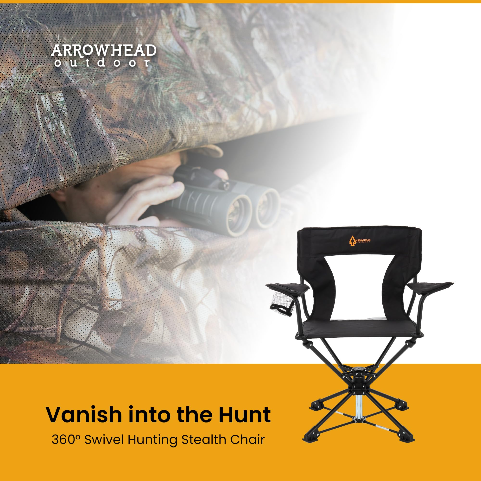 Arrowhead Outdoor wide-stability feet prevent sinking in mud